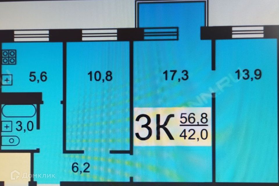 Продаётся 2 комнаты в 3-комн. квартире, 21 м²