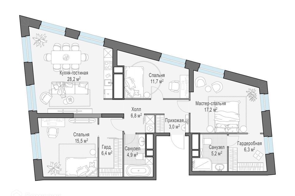 Продаётся 3-комнатная квартира, 105.6 м²