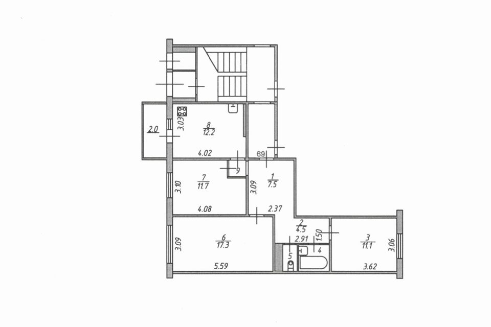 Продаётся 3-комнатная квартира, 67.7 м²