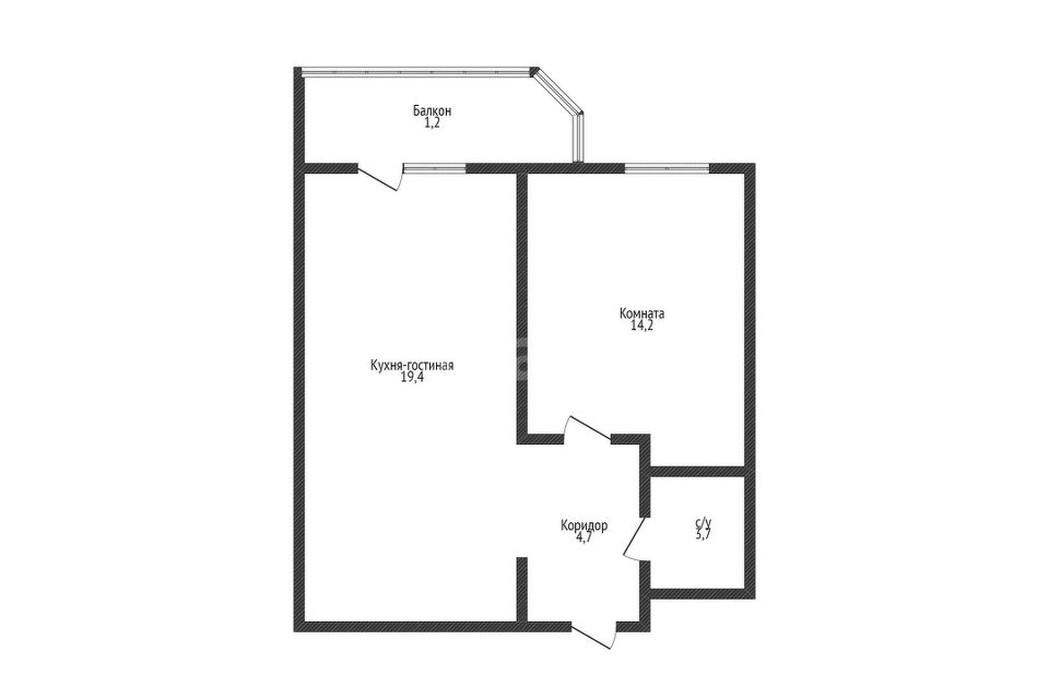 Продаётся 1-комнатная квартира, 41.5 м²
