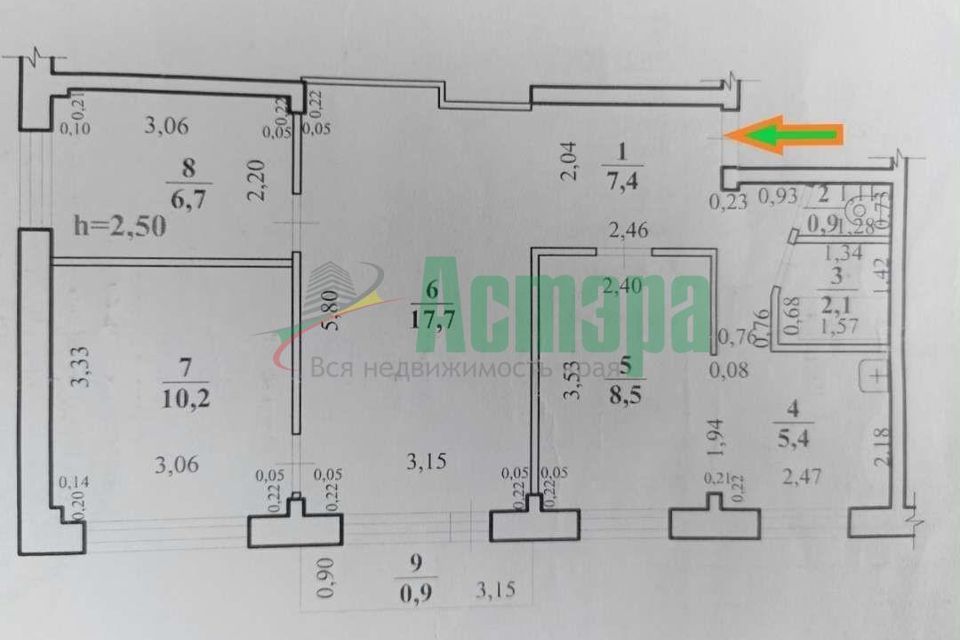 Продаётся 4-комнатная квартира, 58 м²