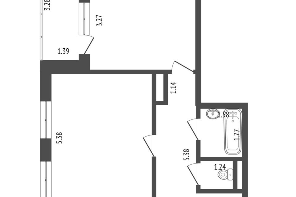 Продаётся 1-комнатная квартира, 48.9 м²