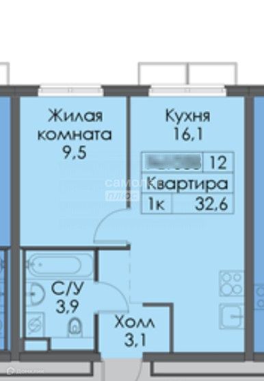 Продаётся 1-комнатная квартира, 32 м²