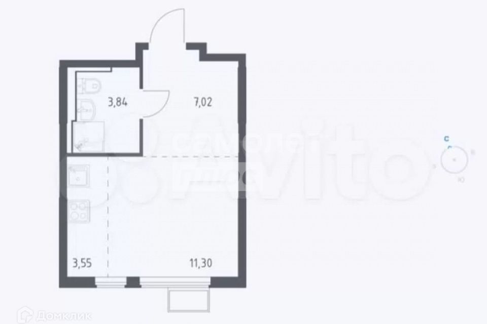 Продаётся студия, 25.7 м²