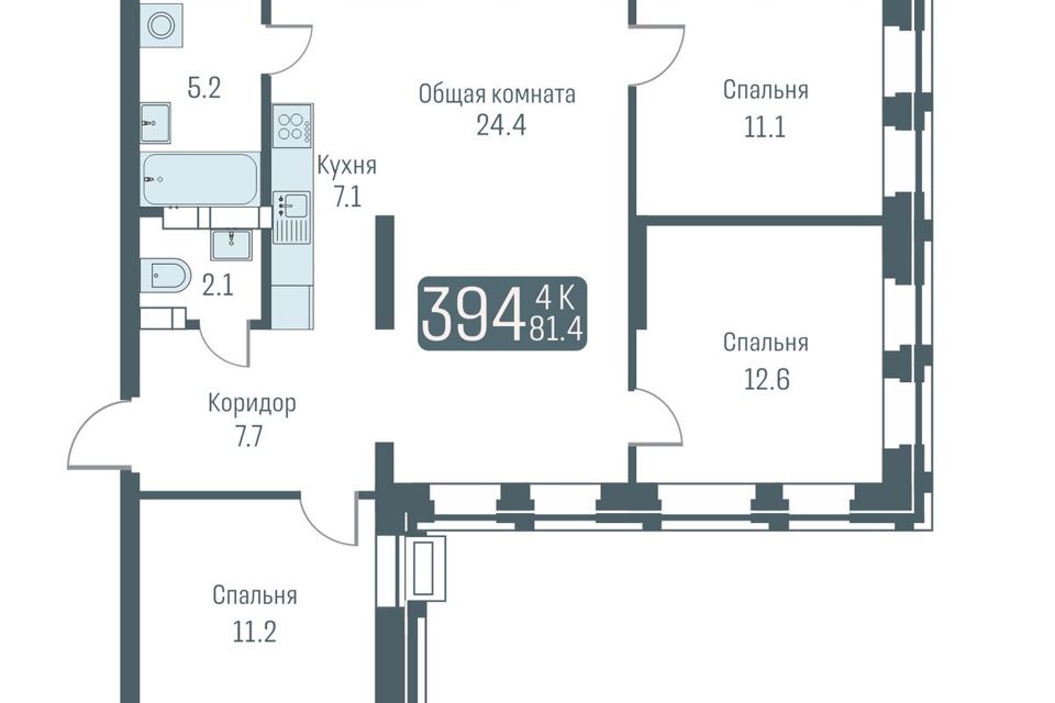 Продаётся студия, 81.4 м²