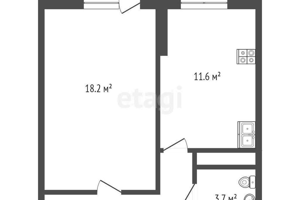 Продаётся 1-комнатная квартира, 42 м²