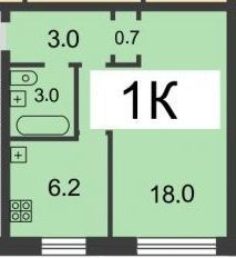 Продаётся 1-комнатная квартира, 30.8 м²