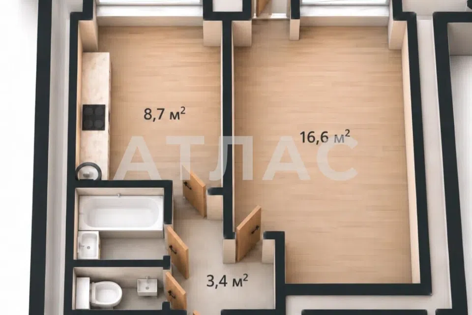 Продаётся 1-комнатная квартира, 40 м²