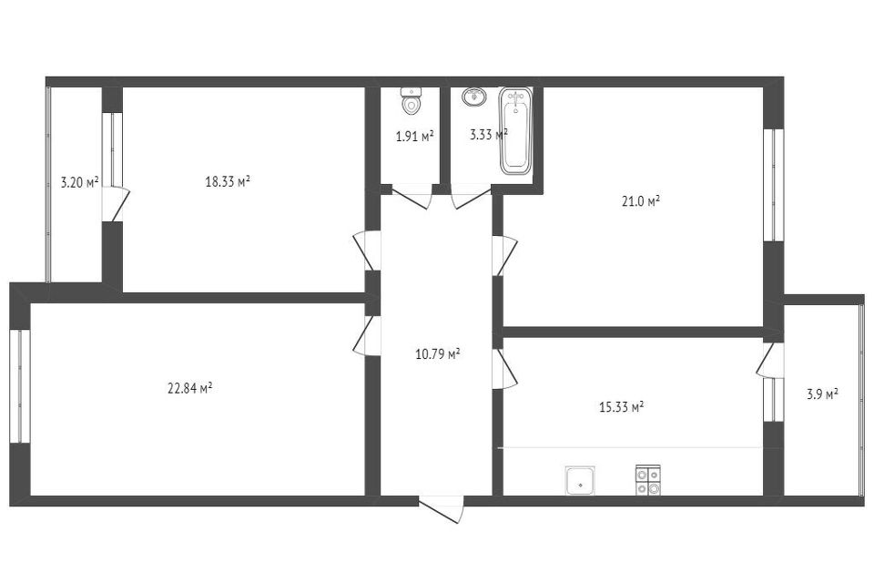 Продаётся 3-комнатная квартира, 94.5 м²