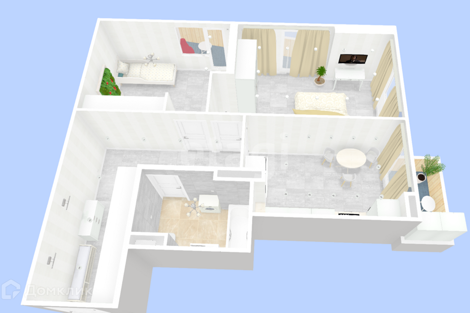 Продаётся 3-комнатная квартира, 60 м²