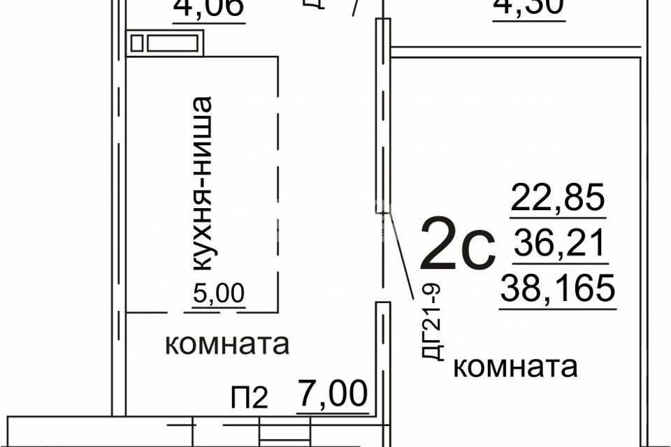 Продаётся 1-комнатная квартира, 38.17 м²