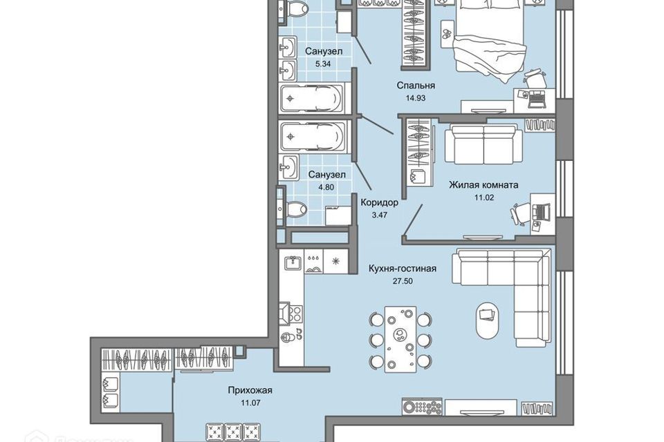Продаётся 2-комнатная квартира, 79 м²