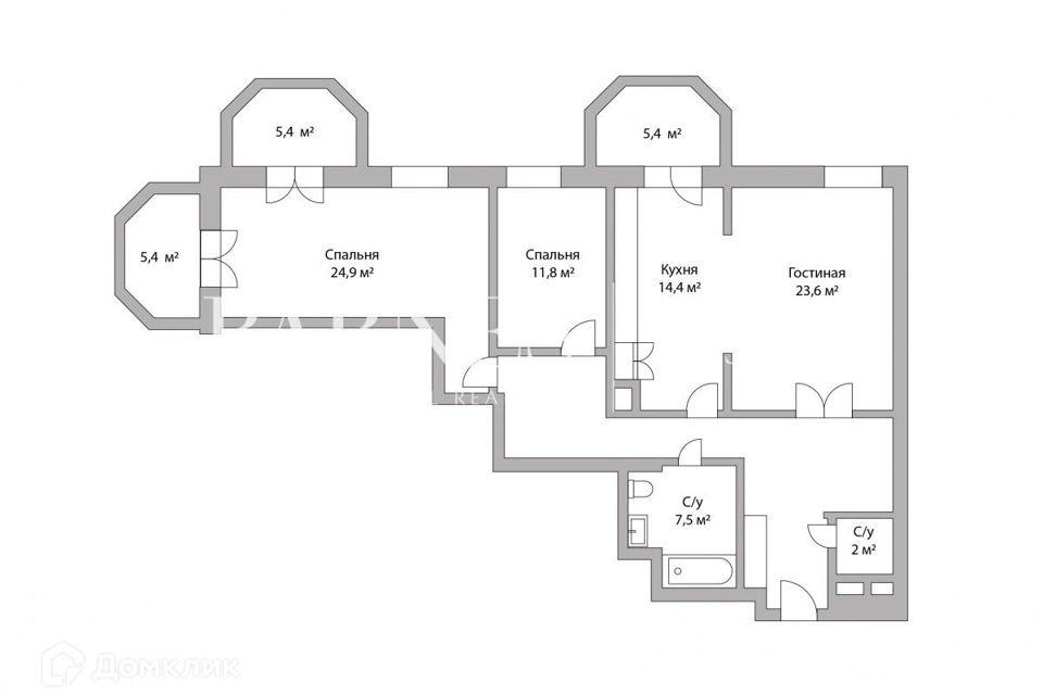 Продаётся 3-комнатная квартира, 119.4 м²