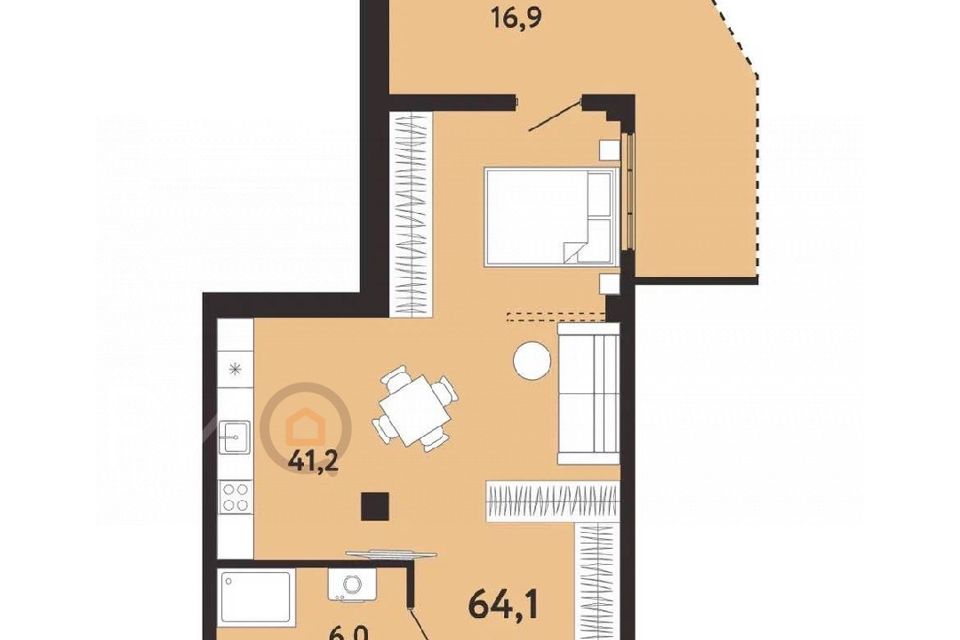 Продаётся студия, 64.1 м²