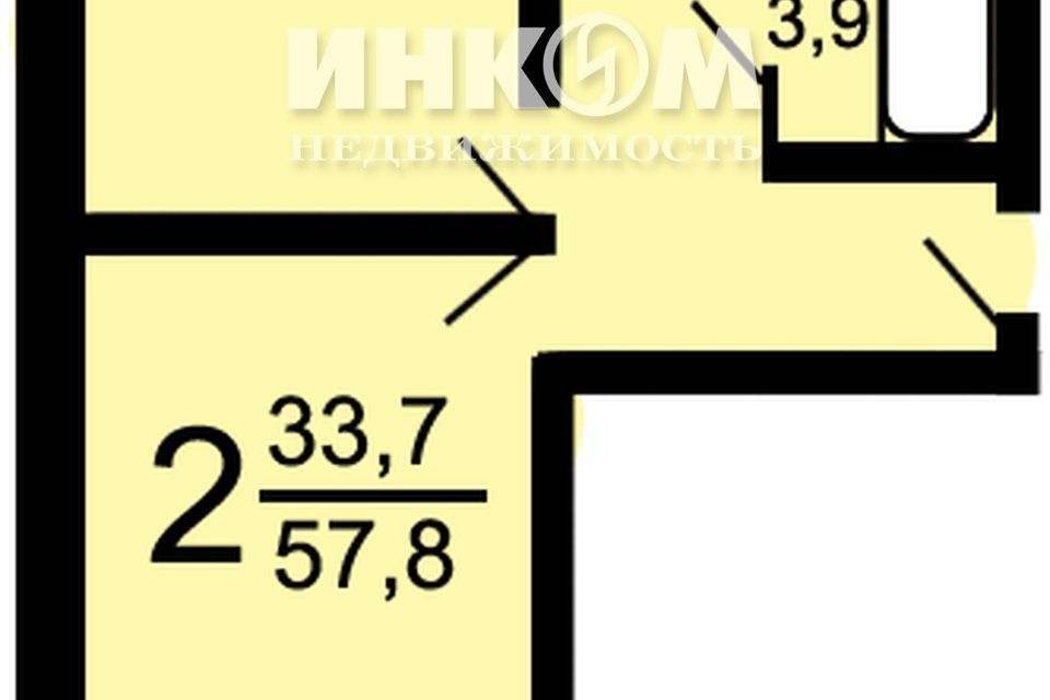 Продаётся 2-комнатная квартира, 58.9 м²