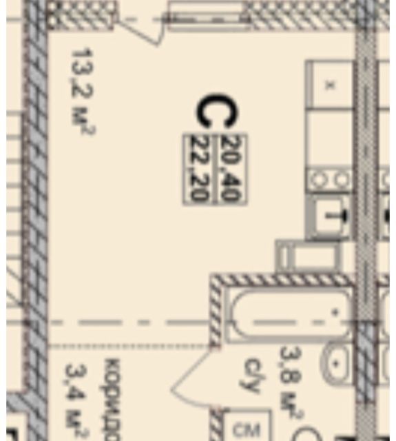 Продаётся студия, 22.2 м²