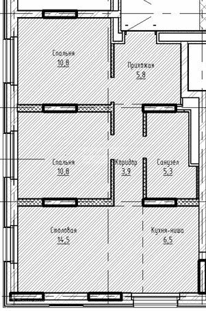 Продаётся 3-комнатная квартира, 57.6 м²