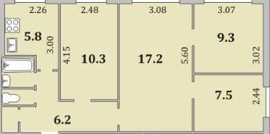 Продаётся 4-комнатная квартира, 60.6 м²