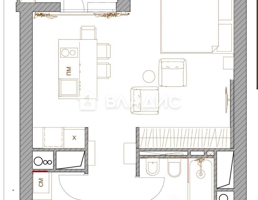 Продаётся 1-комнатная квартира, 35 м²