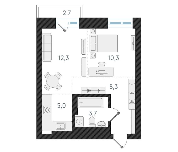 Продаётся студия, 39.6 м²