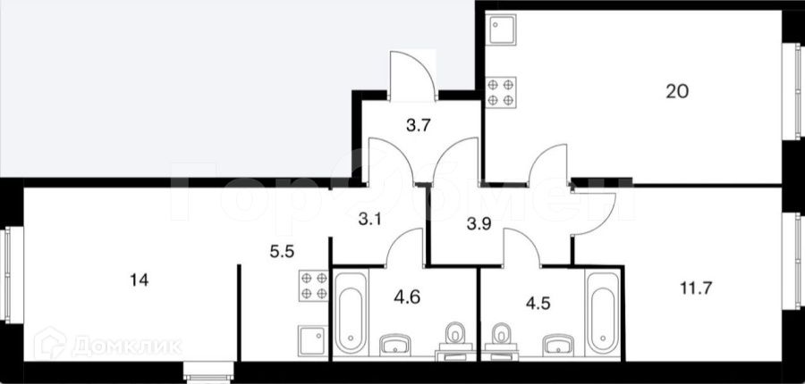 Продаётся 2-комнатная квартира, 72 м²