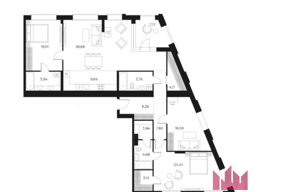 Продаётся 4-комнатная квартира, 154.2 м²