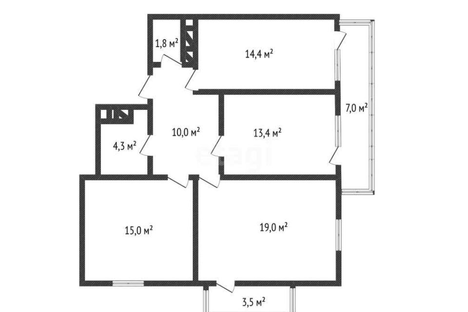 Продаётся 3-комнатная квартира, 77.9 м²