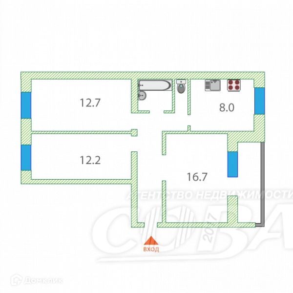 Продаётся 3-комнатная квартира, 65 м²