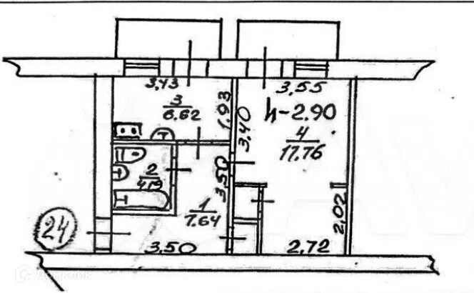 Продаётся 1-комнатная квартира, 39.4 м²