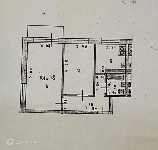 Продаётся 2-комнатная квартира, 43.1 м²