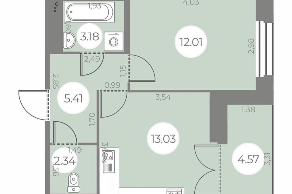 Продаётся 1-комнатная квартира, 38.25 м²