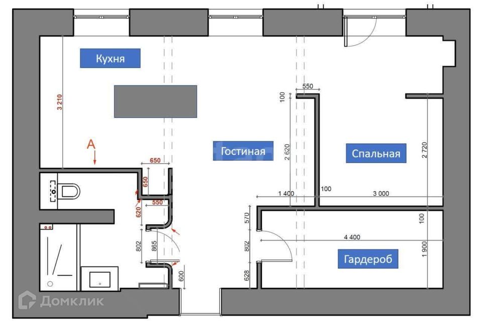 Продаётся 2-комнатная квартира, 57 м²