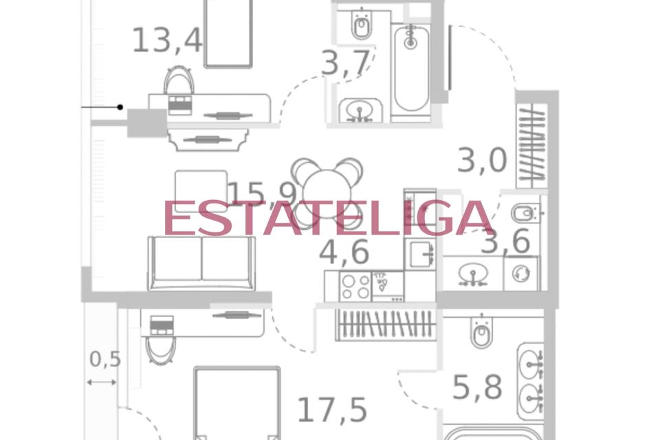 Продаётся 2-комнатная квартира, 68 м²