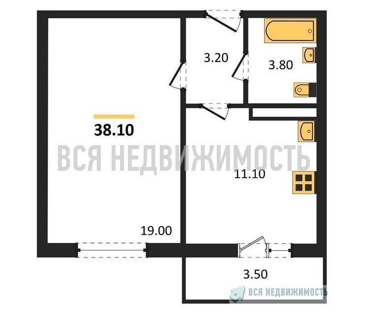 Продаётся 1-комнатная квартира, 37.3 м²