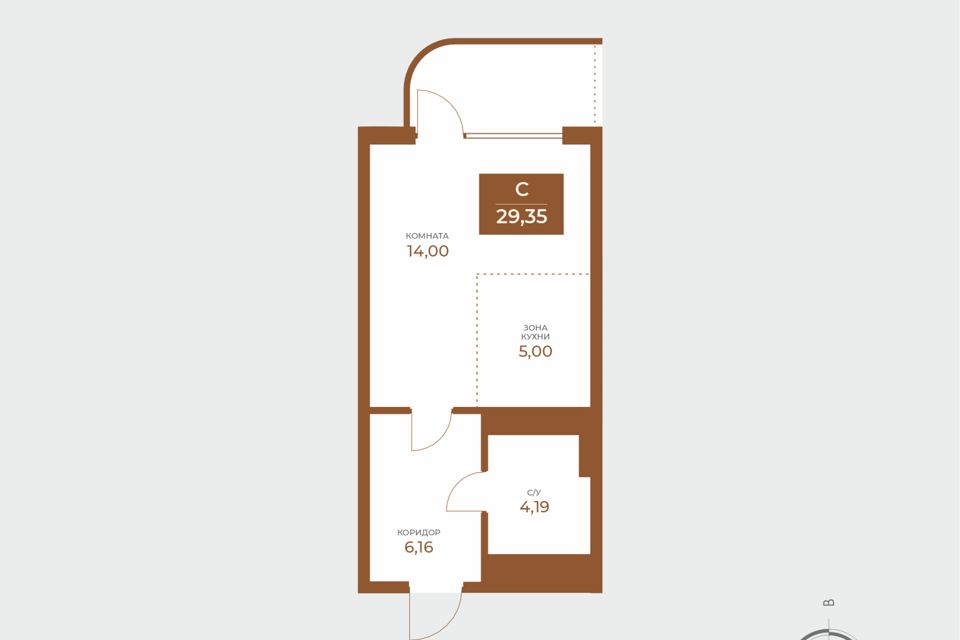 Продаётся студия, 29.35 м²