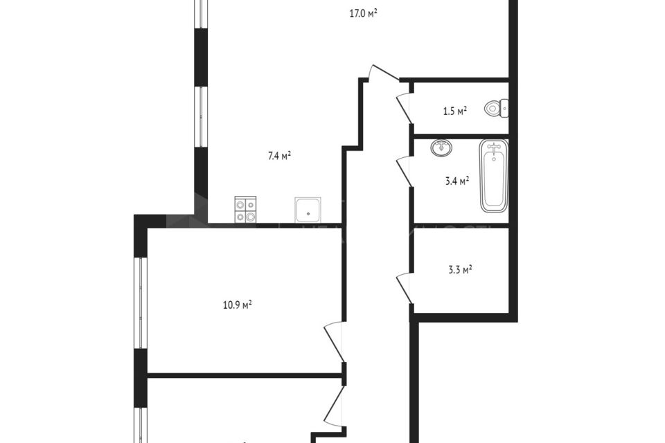 Продаётся 2-комнатная квартира, 63 м²