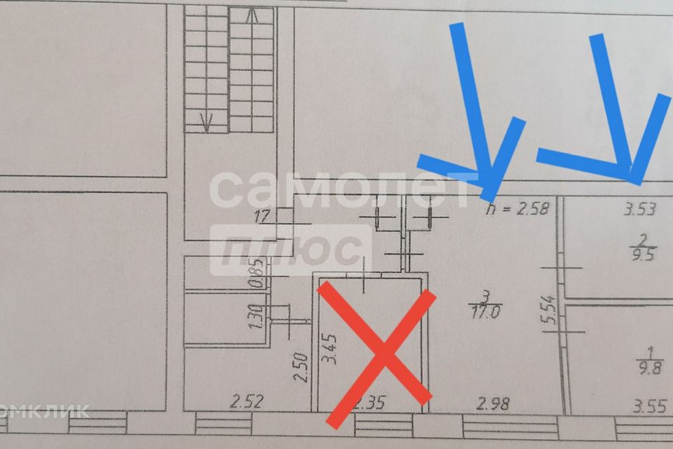 Продаётся 4-комнатная квартира, 54 м²