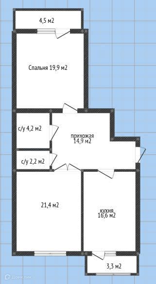 Продаётся 2-комнатная квартира, 79.7 м²