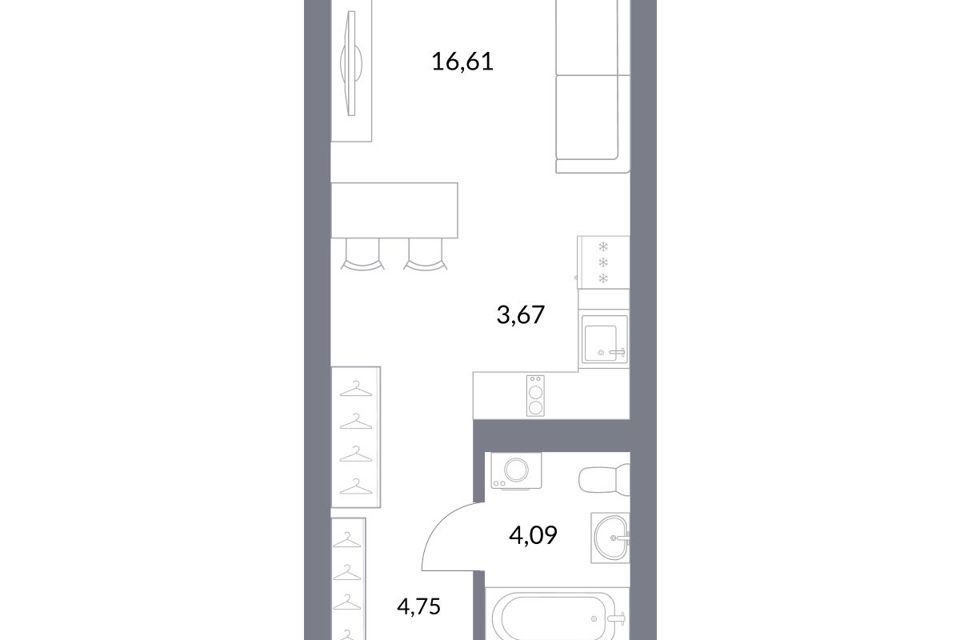 Продаётся студия, 29.2 м²