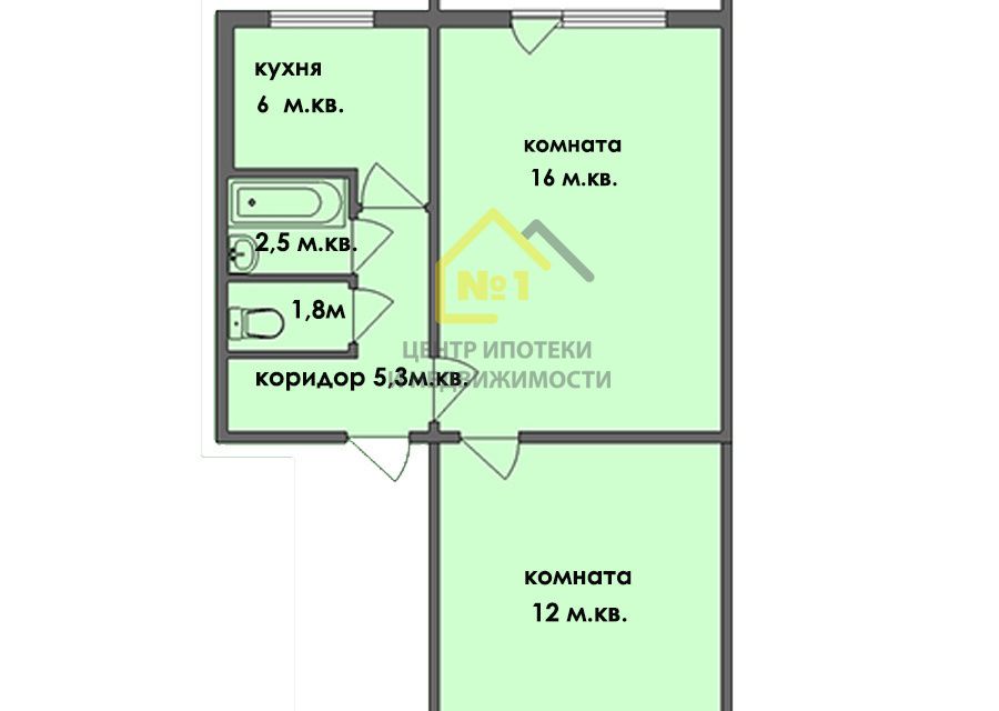 Сдаётся 1-комнатная квартира, 43.7 м²