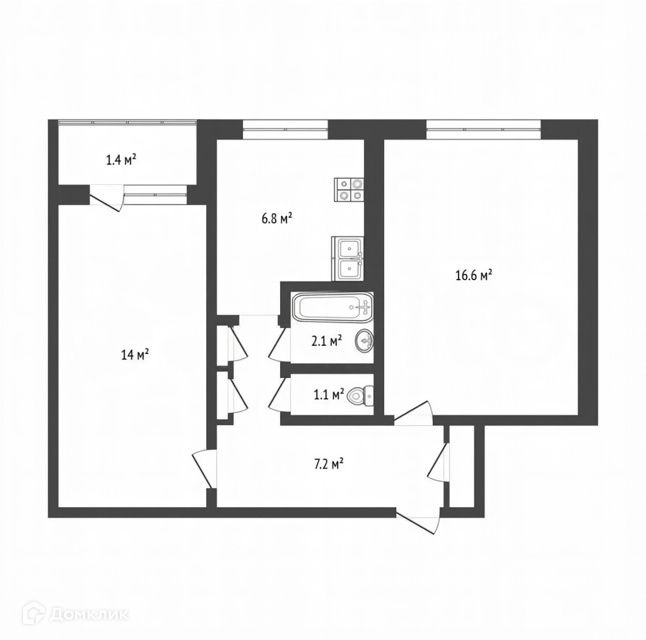 Продаётся 2-комнатная квартира, 50 м²