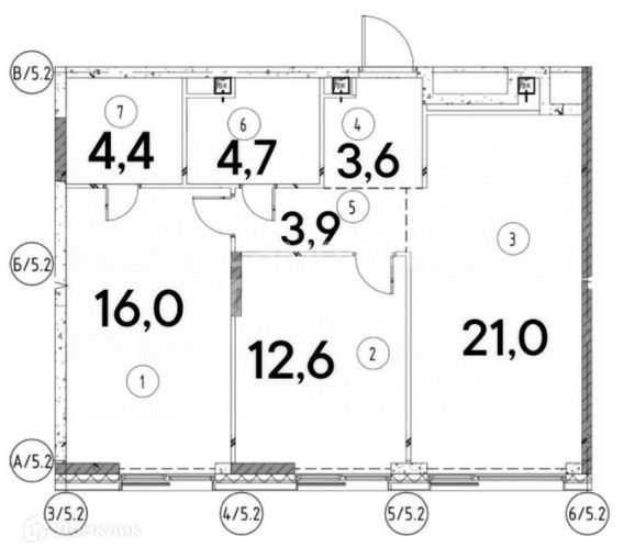 Продаётся 2-комнатная квартира, 66.2 м²