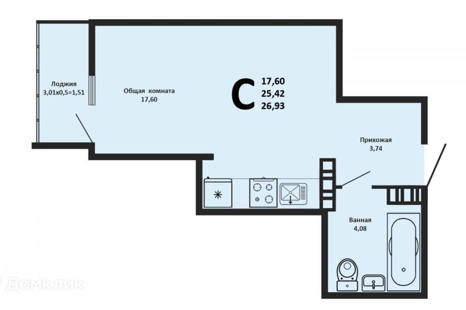 Продаётся студия, 26.93 м²