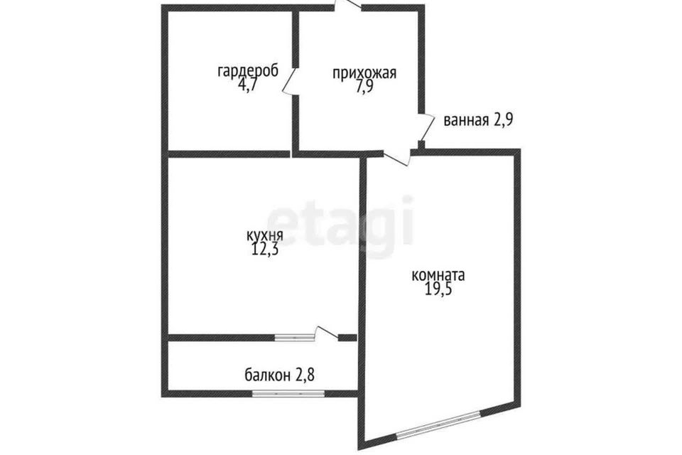 Продаётся 1-комнатная квартира, 47.3 м²