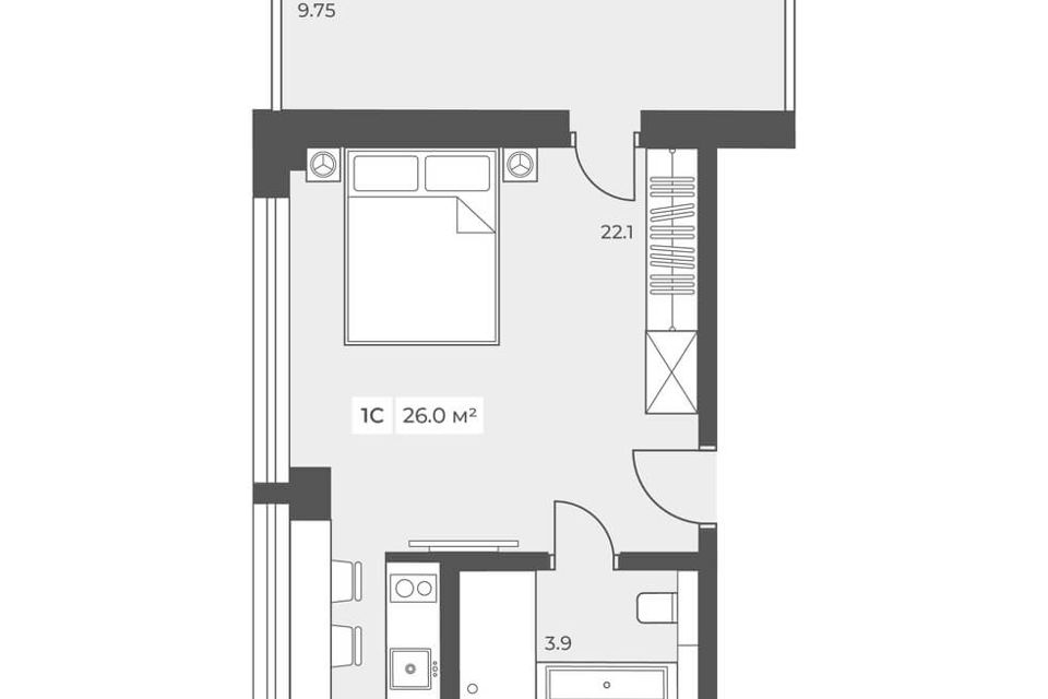 Продаётся студия, 26 м²