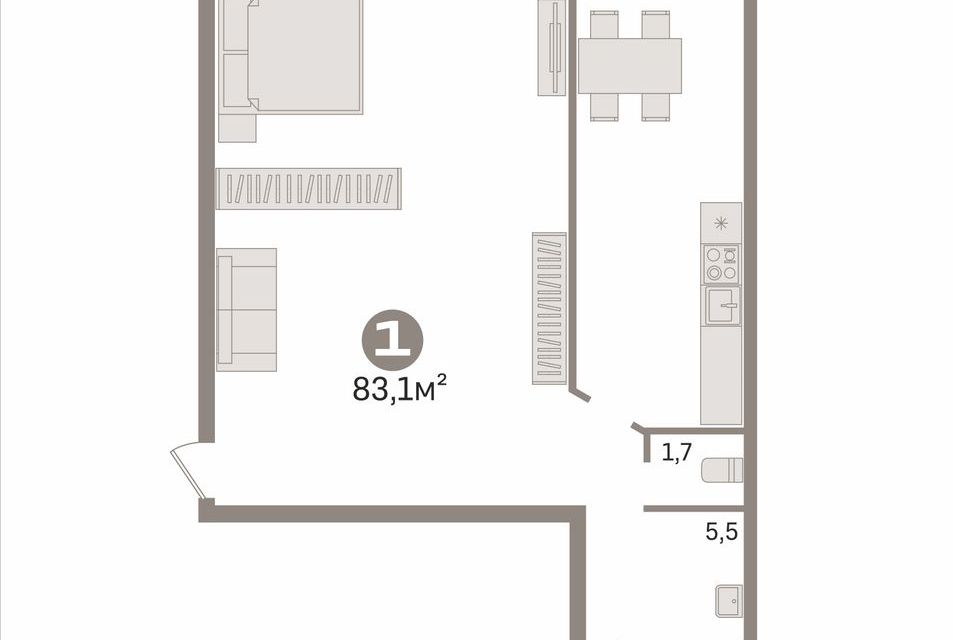 Продаётся 2-комнатная квартира, 83.1 м²