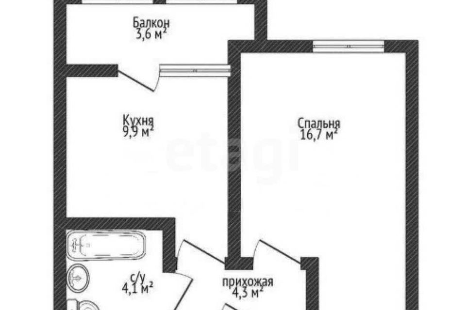 Продаётся 1-комнатная квартира, 35.3 м²