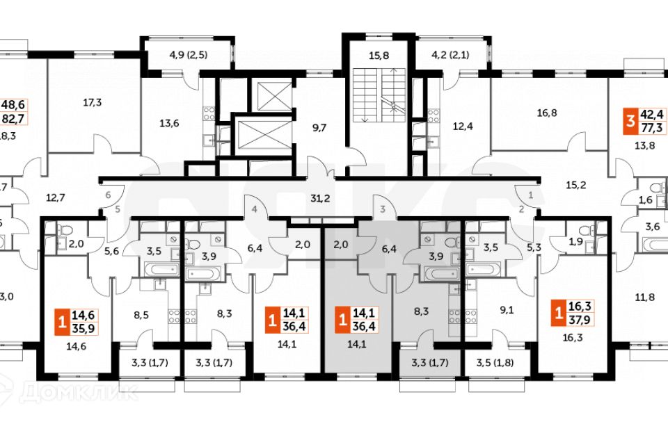 Продаётся 1-комнатная квартира, 36.4 м²