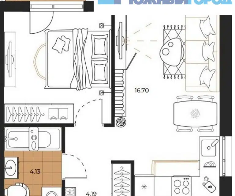 Продаётся 1-комнатная квартира, 35.93 м²