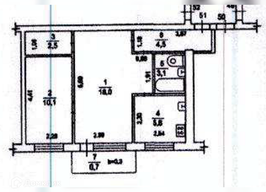 Продаётся 2-комнатная квартира, 44.7 м²